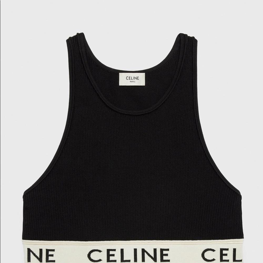 CELINE SPORTS BRA IN ATHLETIC KNIT
BLACK / WHITE